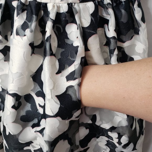 Kate Spade Jacquard Party Dress 4 Floral Keyhole POCKETS Fit Flare Black Pink - Picture 5 of 14